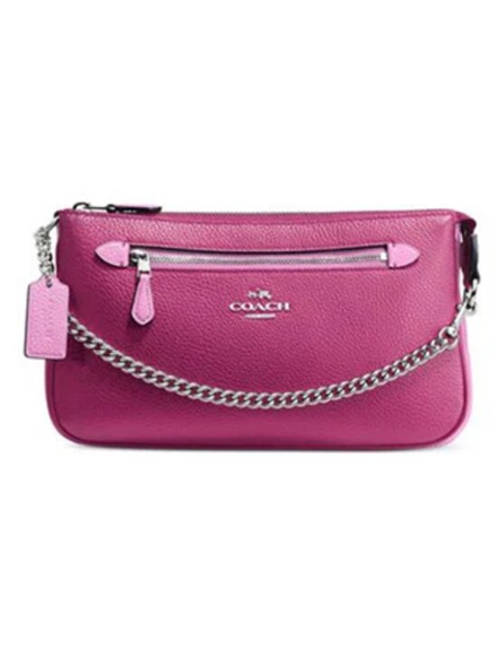 Coach Handbags - COACH Nolita Wristlet 24 in Purple Pink Colorblock Leather Purse Small Satchel